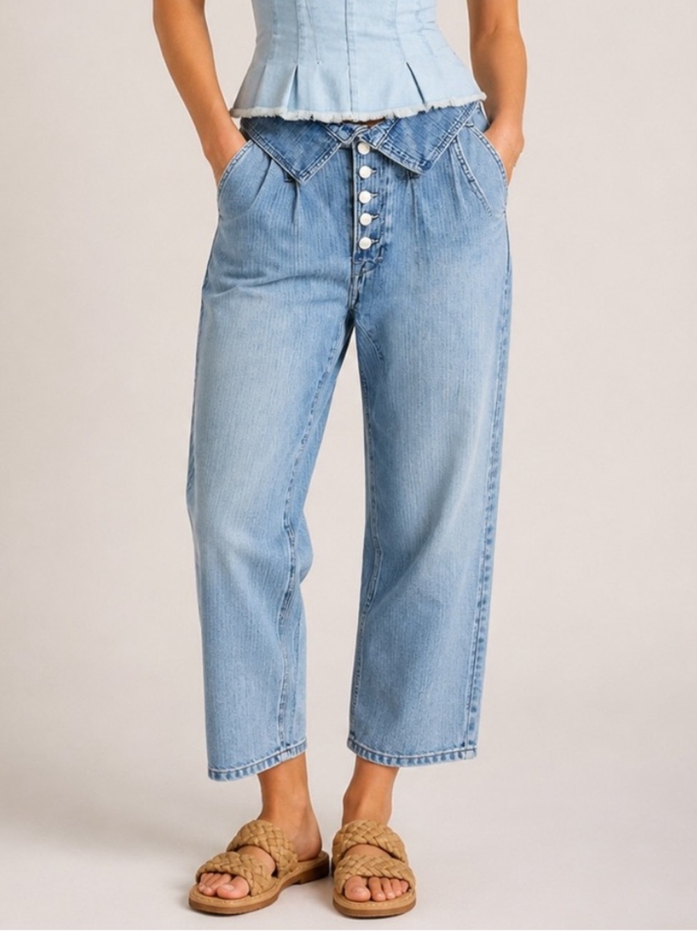 We The Free Free People Noah Foldover Harem Jeans 25904